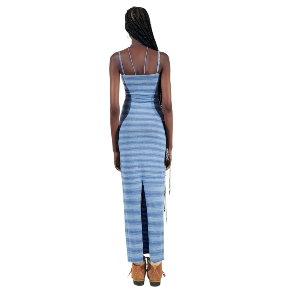 Frankie's Bikinis Blue Striped Maxi Dress size M NWT - Picture 2 of 7